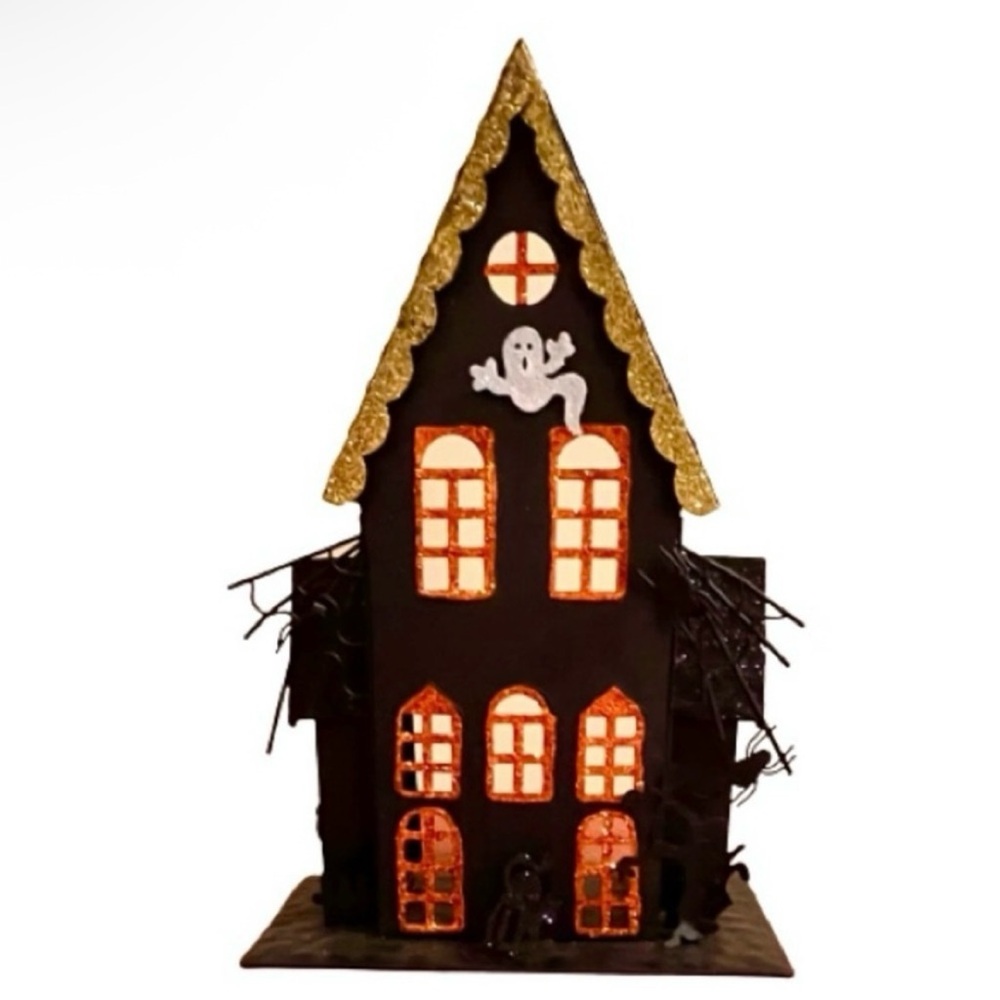 NWT-Ashland-Spooky Metal Luminary Haunted House LED Tea Light Candle
Holder.